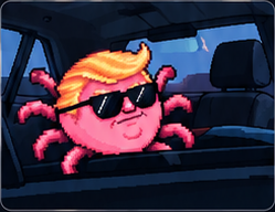 PARATRUMP wearing sunglasses in a car.